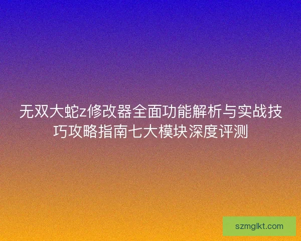 无双大蛇z修改器全面功能解析与实战技巧攻略指南七大模块深度评测