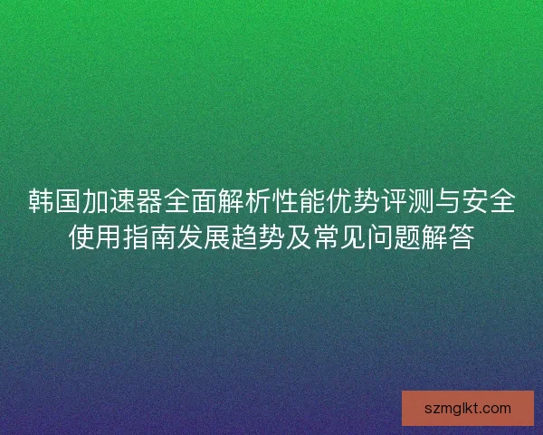韩国加速器全面解析性能优势评测与安全使用指南发展趋势及常见问题解答